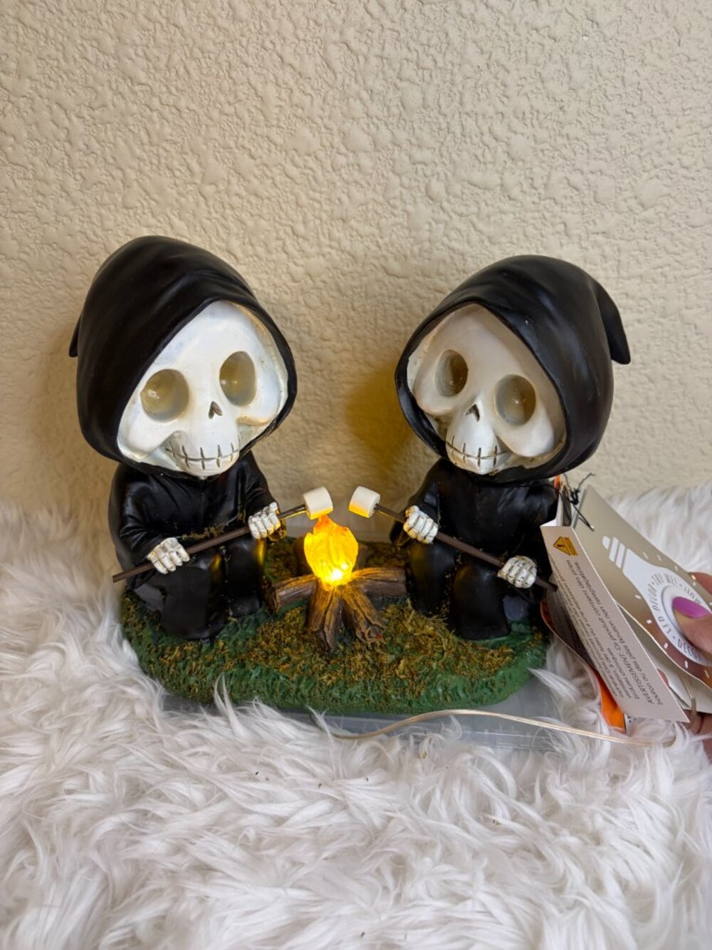 Halloween Light Up Skeleton Grim Reaper Campfire Decor Tabletop Display NWT